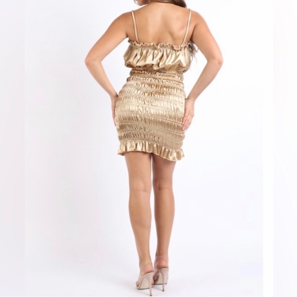 Nude Sleeveless Smocking Dress - Picture 6 of 7